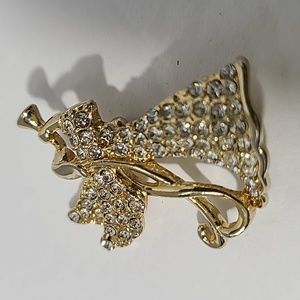 Monet Vintage Goldtone Rhinestone Angel of Music Brooch Pin